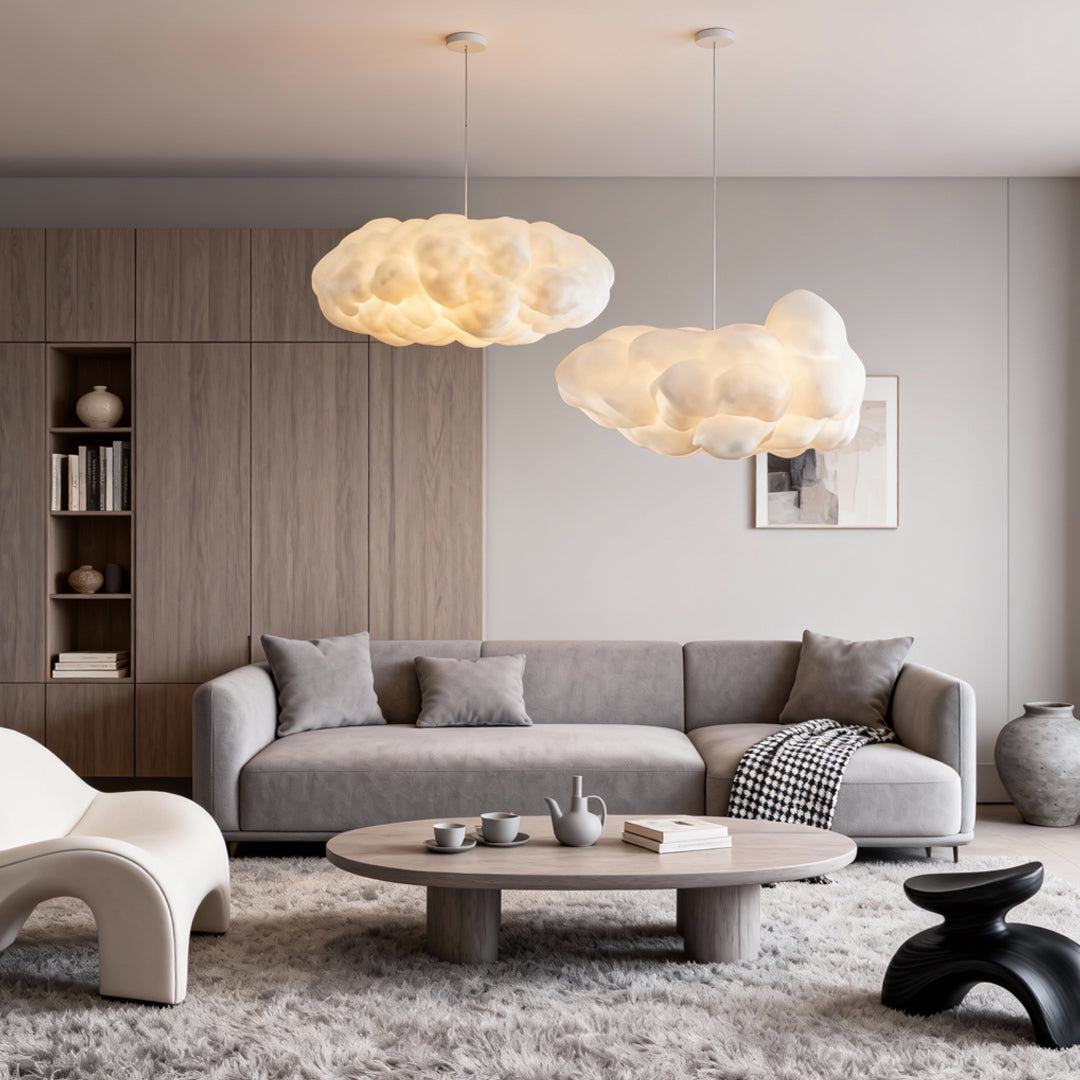Cloud Pendant Light Modern 3D Design Fabric LED Ceiling Bedroom Living Room — Single to Sets of 8