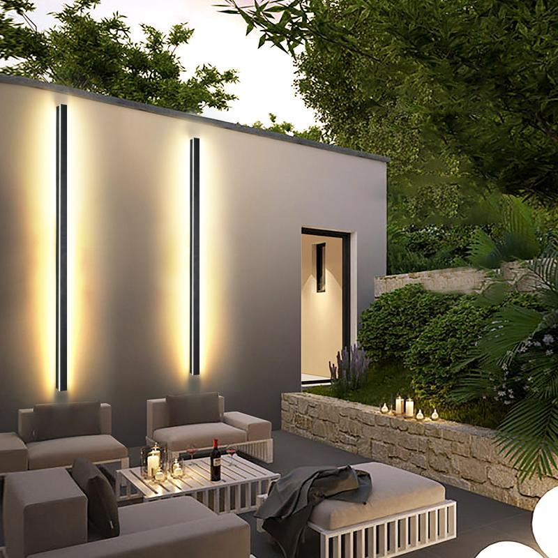 Linear Outdoor Wall Sconce Minimalist LED Black Aluminum Hardwired — 40 to 80 Inch Sets