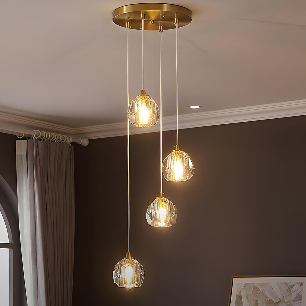 Modern Luxury Dimmable Brass Crystal Pendant Lights
