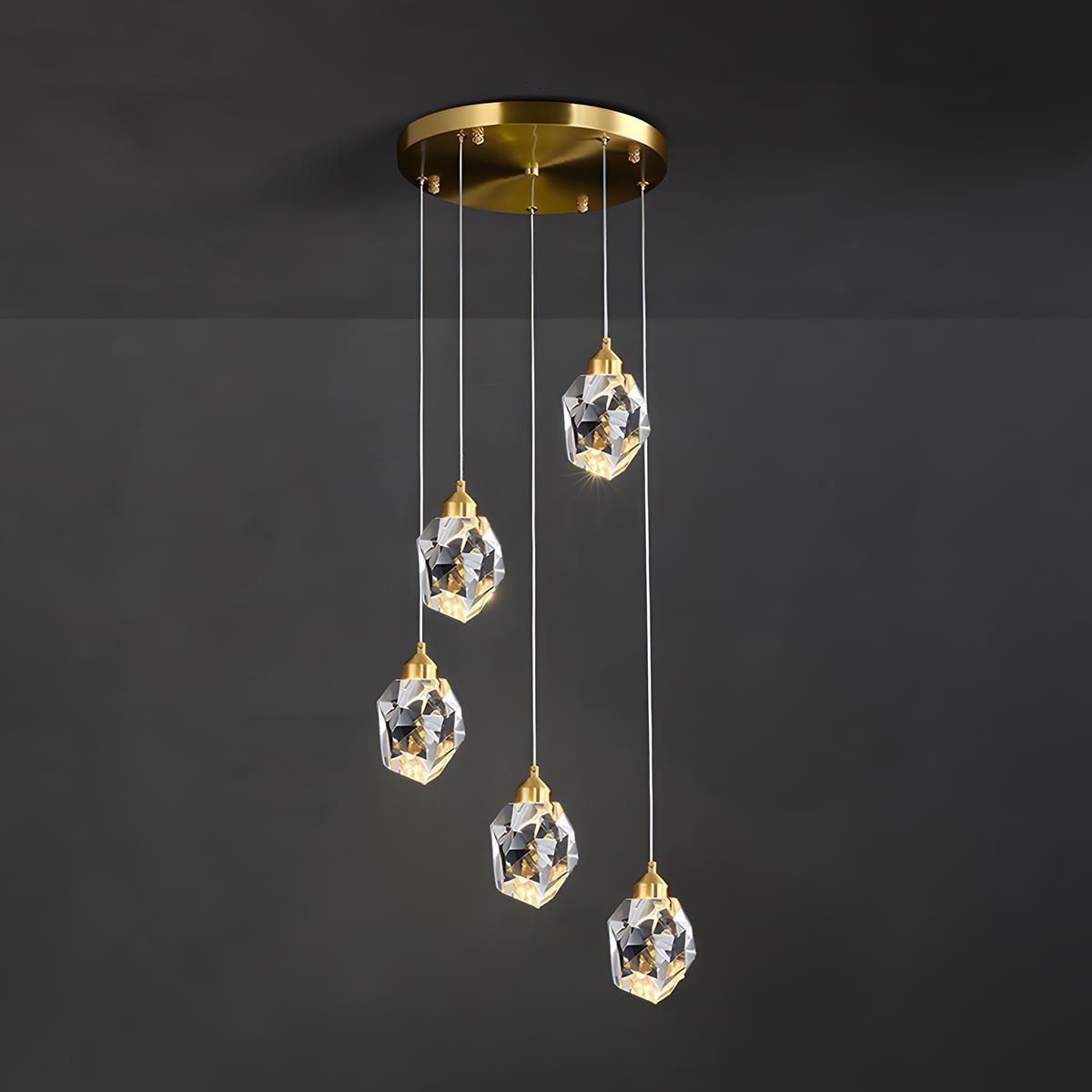 Modern Luxury Dimmable Brass Crystal Pendant Lights