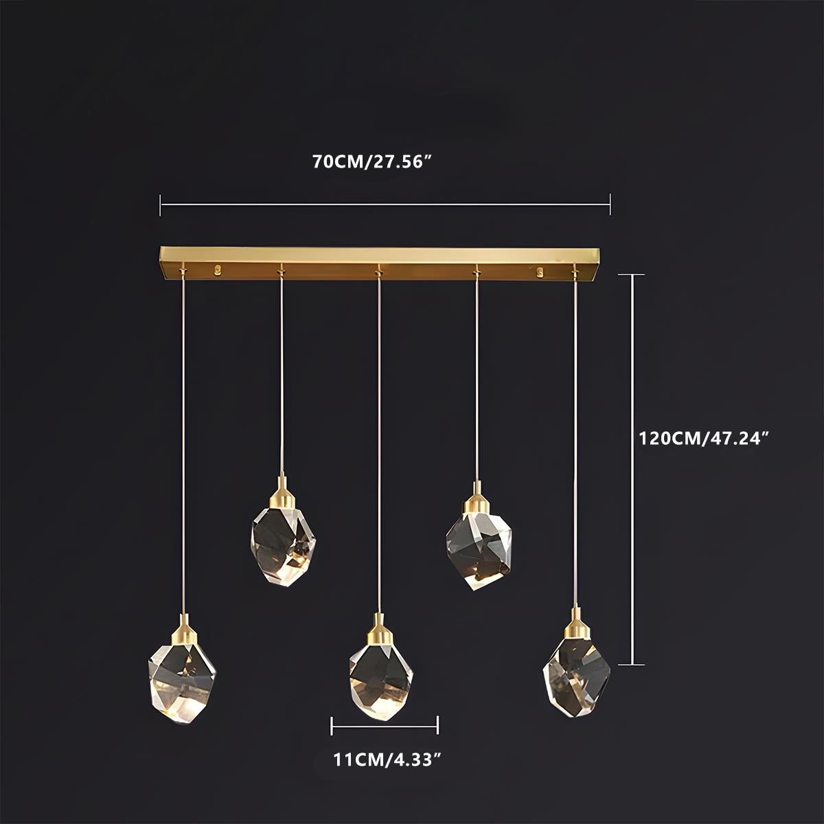 Modern Luxury Dimmable Brass Crystal Pendant Lights