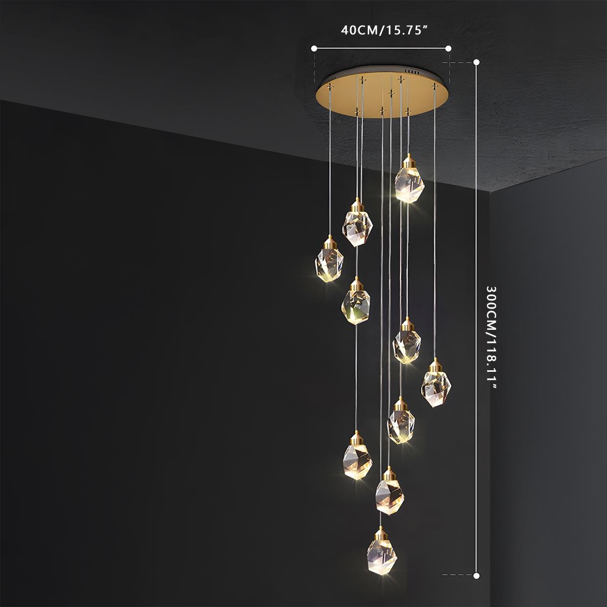 Modern Luxury Dimmable Brass Crystal Pendant Lights