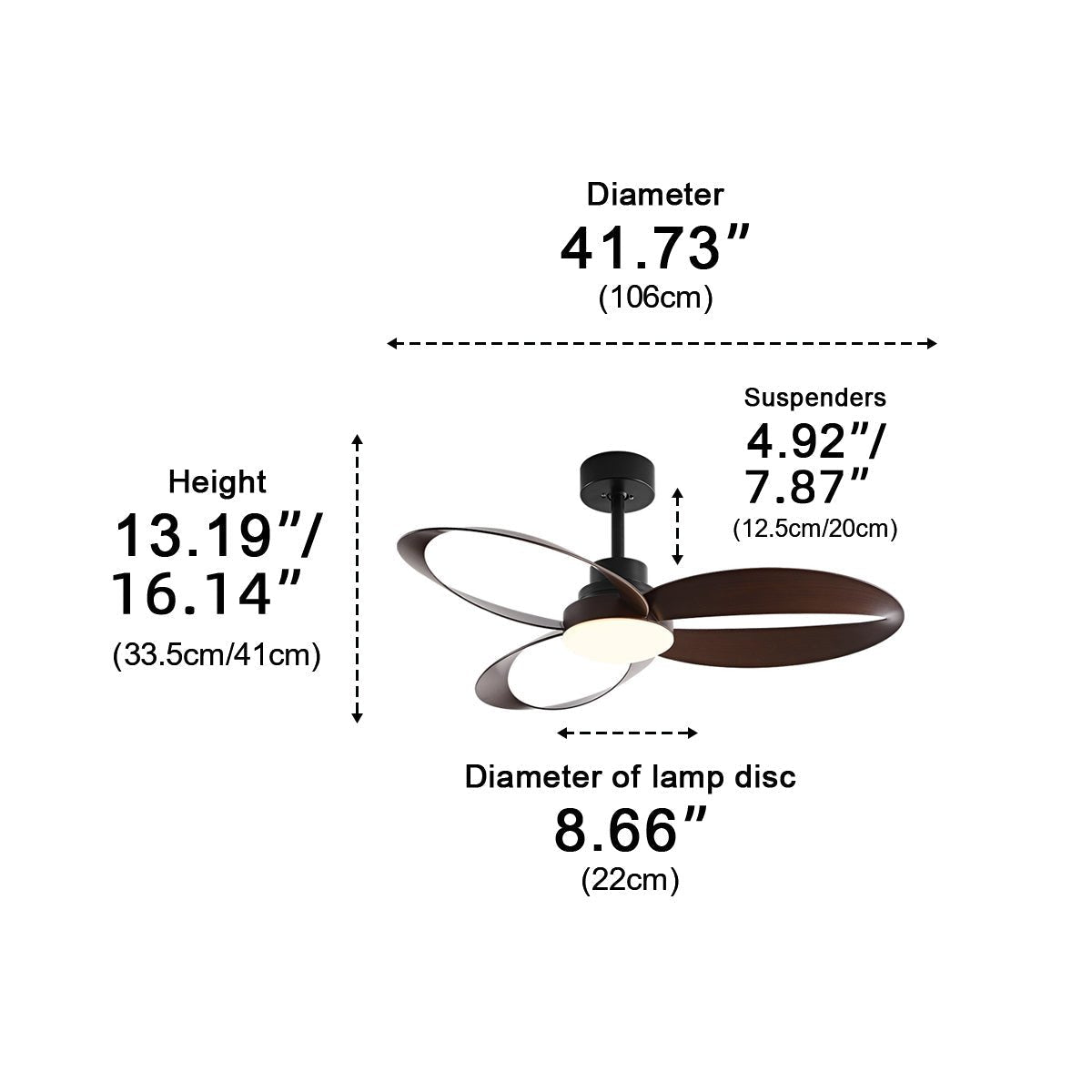 Modern Minimalist Geometric 6-Speed Ceiling Fan LED Light DC Motor Bedroom Living Room — 42 to 52 Inch