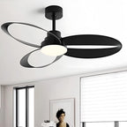 Modern Minimalist Geometric 6-Speed Ceiling Fan LED Light DC Motor Bedroom Living Room — 42 to 52 Inch