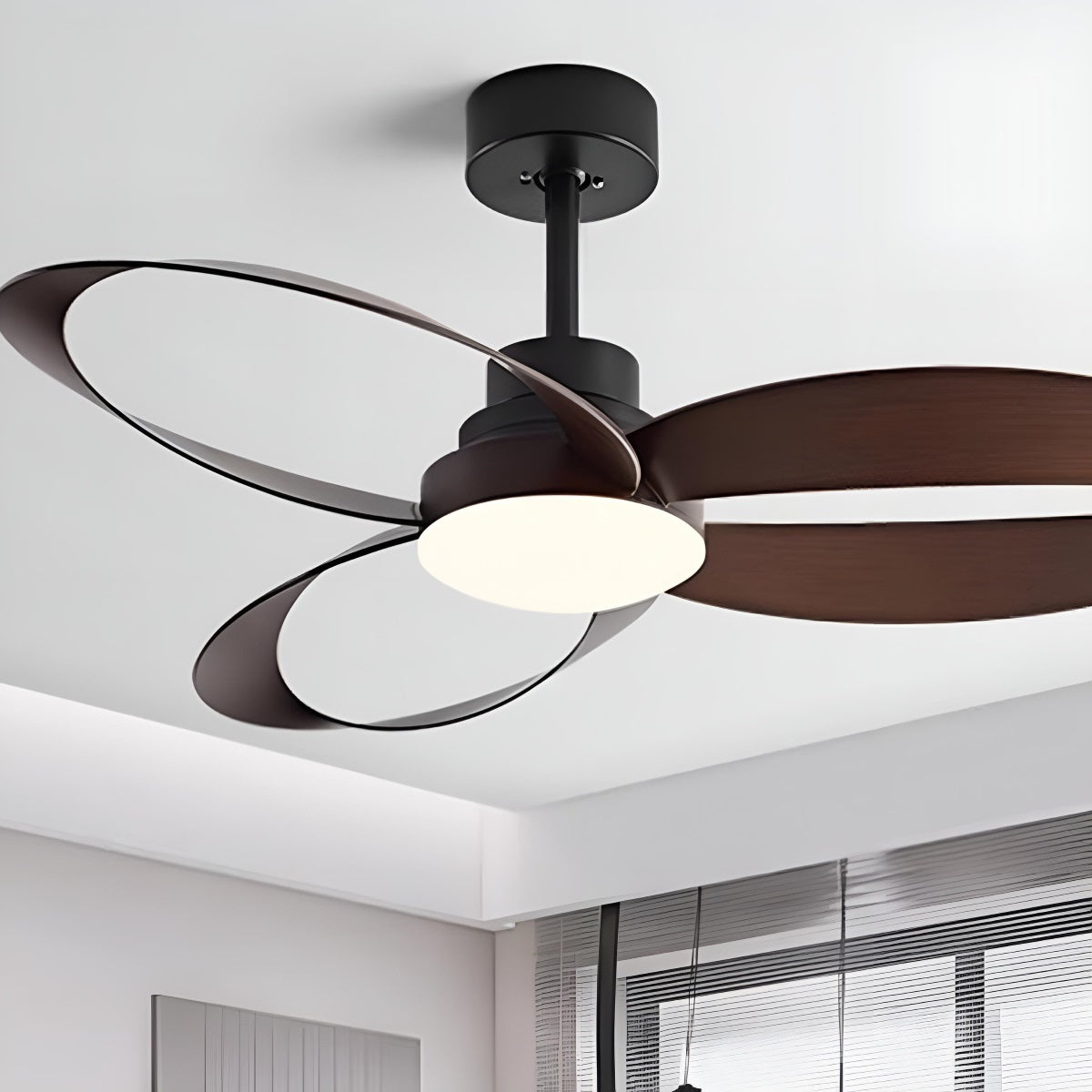Modern Minimalist Geometric 6-Speed Ceiling Fan LED Light DC Motor Bedroom Living Room — 42 to 52 Inch