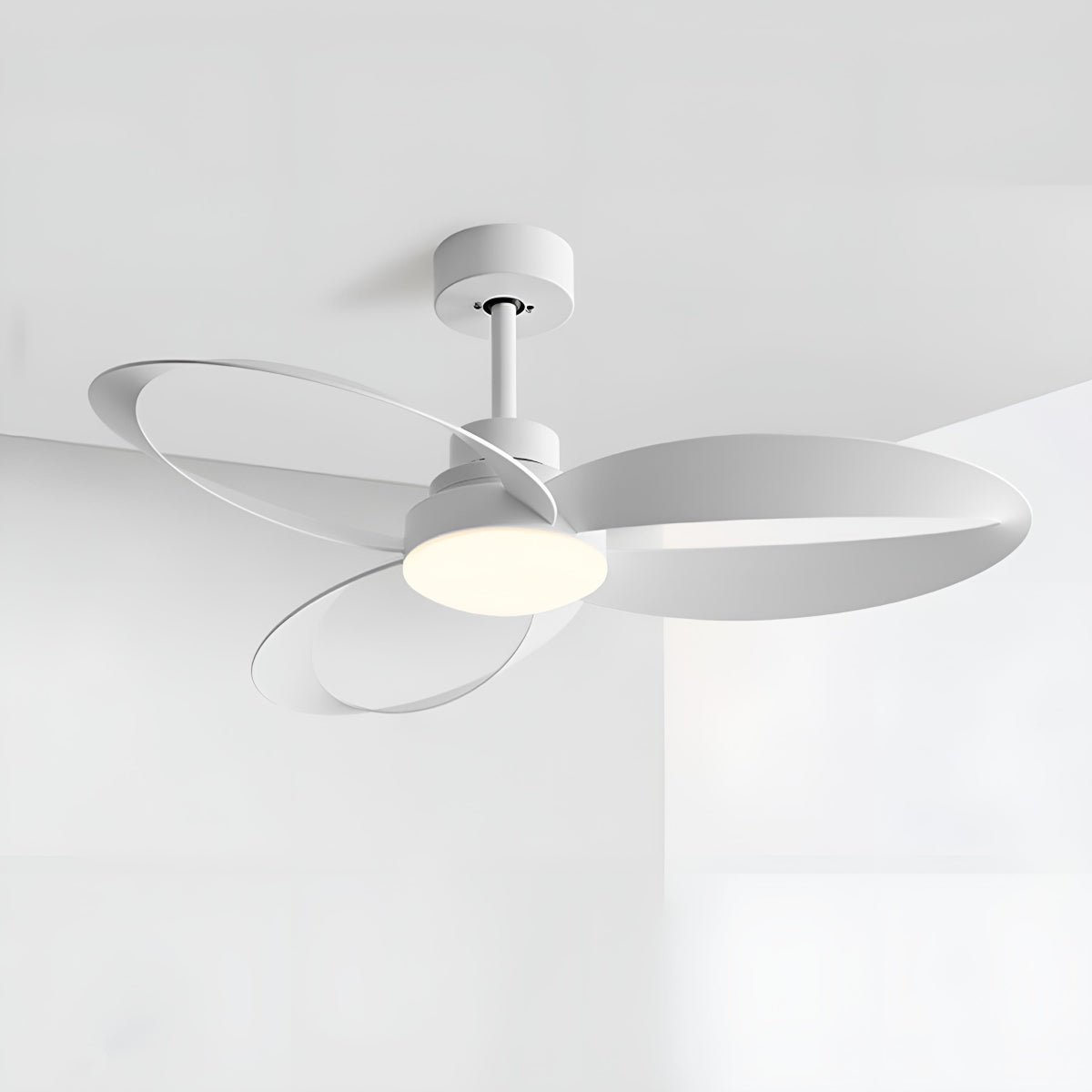Modern Minimalist Geometric 6-Speed Ceiling Fan LED Light DC Motor Bedroom Living Room — 42 to 52 Inch