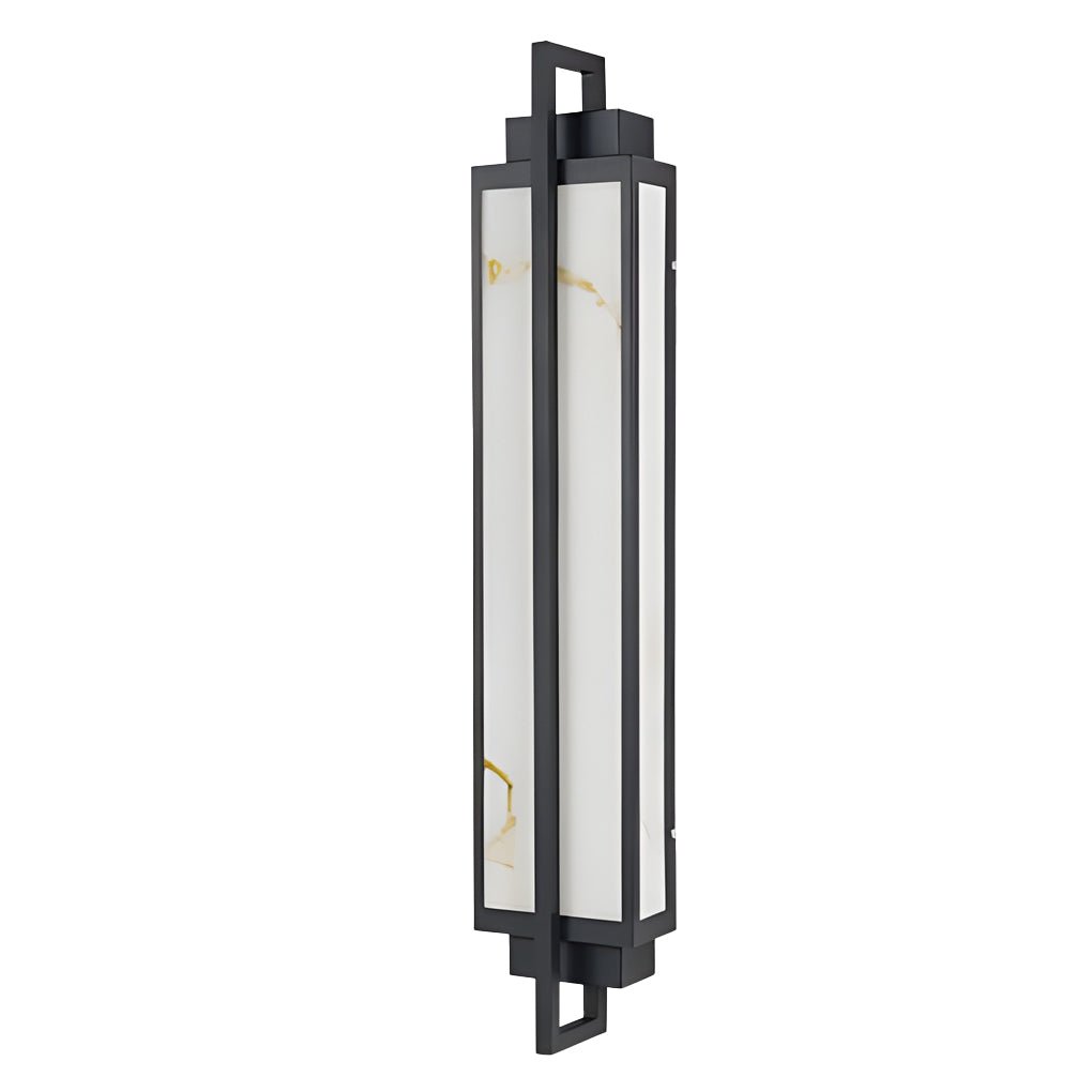 Outdoor Linear Alabaster LED Wall Sconce Waterproof Black IP65 Porch Entrance
