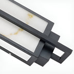 Outdoor Linear Alabaster LED Wall Sconce Waterproof Black IP65 Porch Entrance