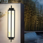 Outdoor Linear Alabaster LED Wall Sconce Waterproof Black IP65 Porch Entrance
