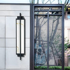 Outdoor Linear Alabaster LED Wall Sconce Waterproof Black IP65 Porch Entrance