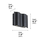 Water Wave Up-Down Outdoor Wall Light LED Die-Cast Aluminum IP65 Hardwired — Singles to 8-Pack