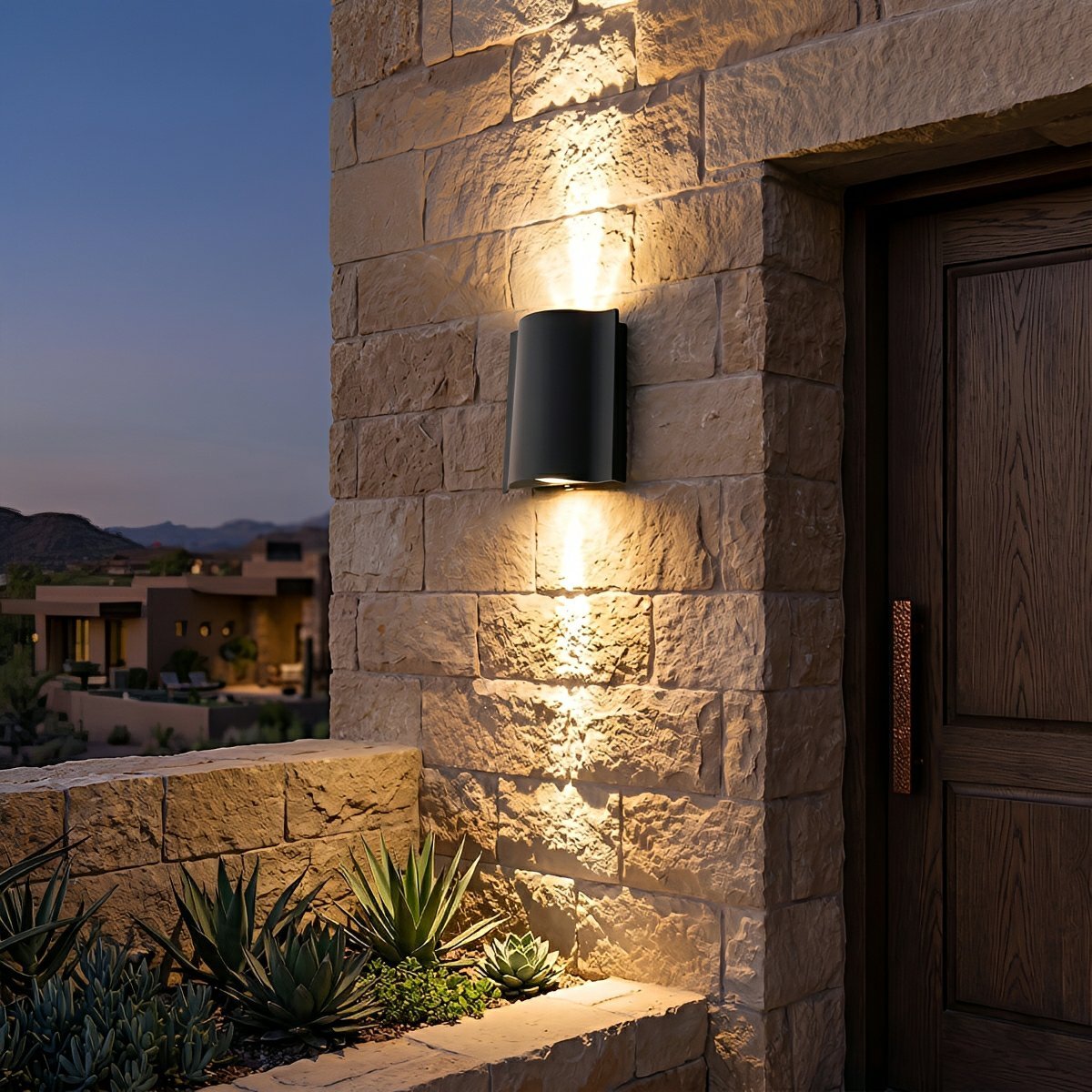 Water Wave Up-Down Outdoor Wall Light LED Die-Cast Aluminum IP65 Hardwired — Singles to 8-Pack