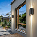Water Wave Up-Down Outdoor Wall Light LED Die-Cast Aluminum IP65 Hardwired — Singles to 8-Pack