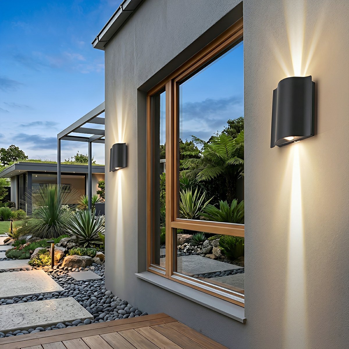 Water Wave Up-Down Outdoor Wall Light LED Die-Cast Aluminum IP65 Hardwired — Singles to 8-Pack