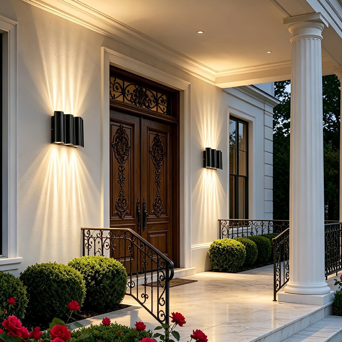 Water Wave Up-Down Outdoor Wall Light LED Die-Cast Aluminum IP65 Hardwired — Singles to 8-Pack