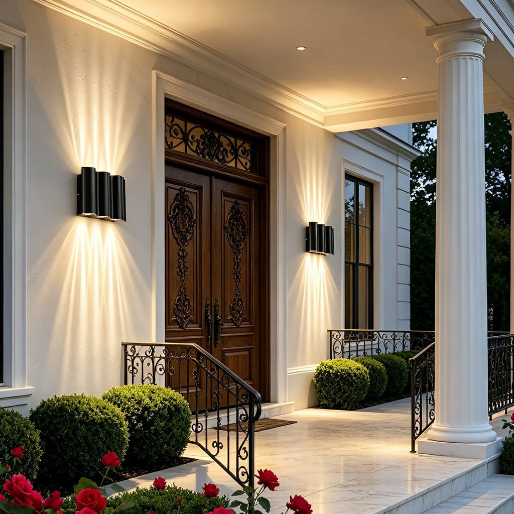 Water Wave Up-Down Outdoor Wall Light LED Die-Cast Aluminum IP65 Hardwired — Singles to 8-Pack
