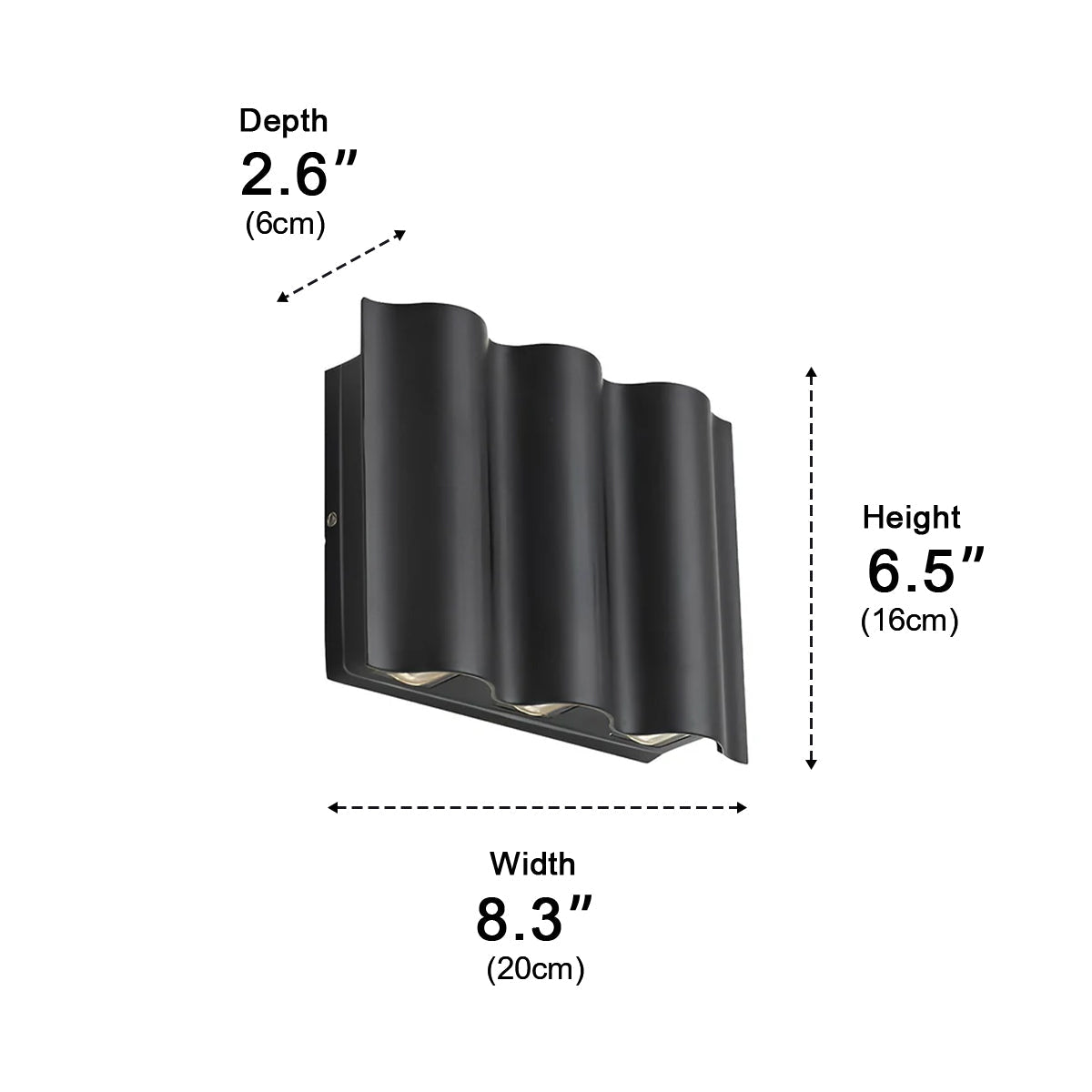Water Wave Up-Down Outdoor Wall Light LED Die-Cast Aluminum IP65 Hardwired — Singles to 8-Pack
