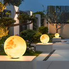 Moon-Shaped Outdoor Pillar Light LED Solar & Hardwired Driveway Garden — 8 to 16 Inch Sets