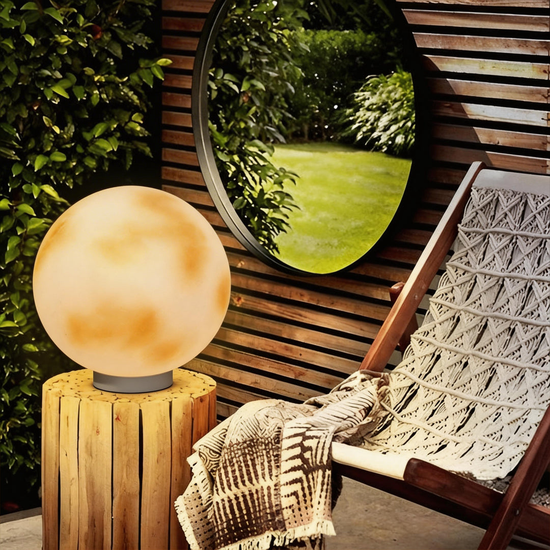 Moon-Shaped Outdoor Pillar Light LED Solar & Hardwired Driveway Garden — 8 to 16 Inch Sets