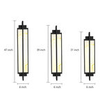 Outdoor Linear Alabaster LED Wall Sconce Waterproof Black IP65 Porch Entrance