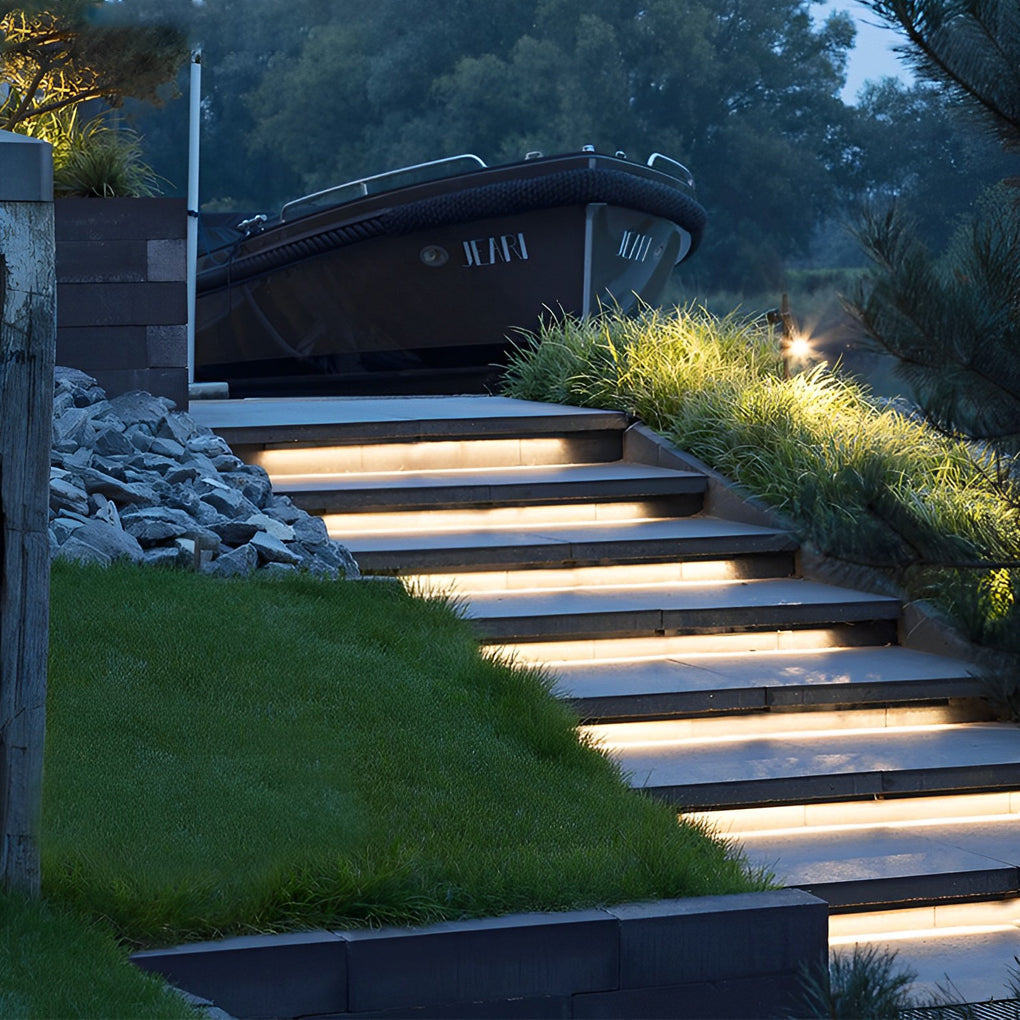 Outdoor Embedded LED Strip Lights Waterproof Recessed Stair Tread Lighting — 10 to 33 Ft
