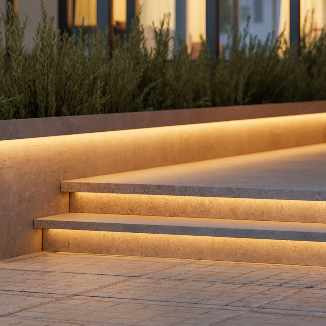 Outdoor Embedded LED Strip Lights Waterproof Recessed Stair Tread Lighting — 10 to 33 Ft