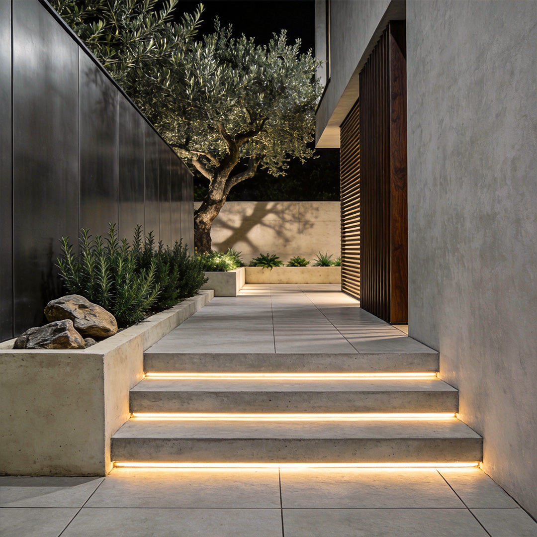 Outdoor embedded LED strip lights waterproof recessed stair tread lighting — 10 to 33 ft
