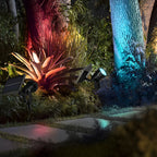 Waterproof RGB Solar Ground Spike Spotlight LED Tree Accent Outdoor — Warm White Singles to 8-Pack
