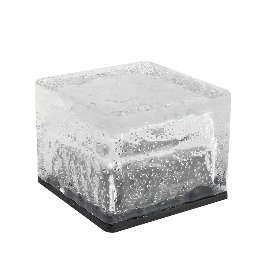 Solar Ice Cube Step Lights Modern Crystal Glass Outdoor Walkway Garden — Sets of 4 to 15