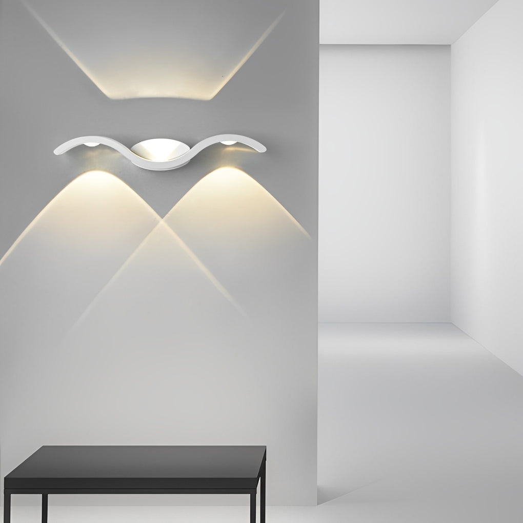 Wave Outdoor Wall Sconce Up-Down LED Aluminum IP65 Modern — Black White Sets of 2 to 8