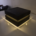 Solar Deck Post Cap Lights Modern Square Black Stainless Steel Waterproof — Singles to Sets of 8