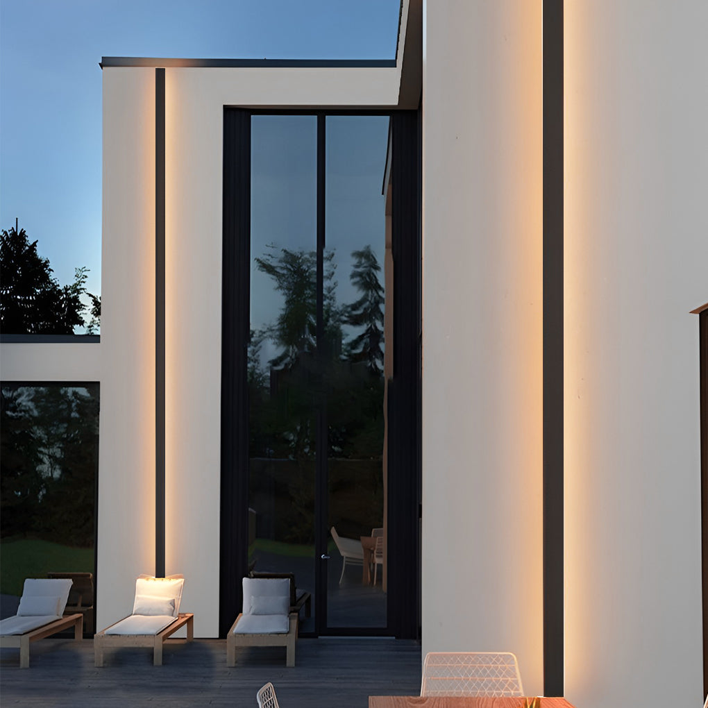 Outdoor Strip Wall Light Black Linear LED Integrated Hardwired Modern