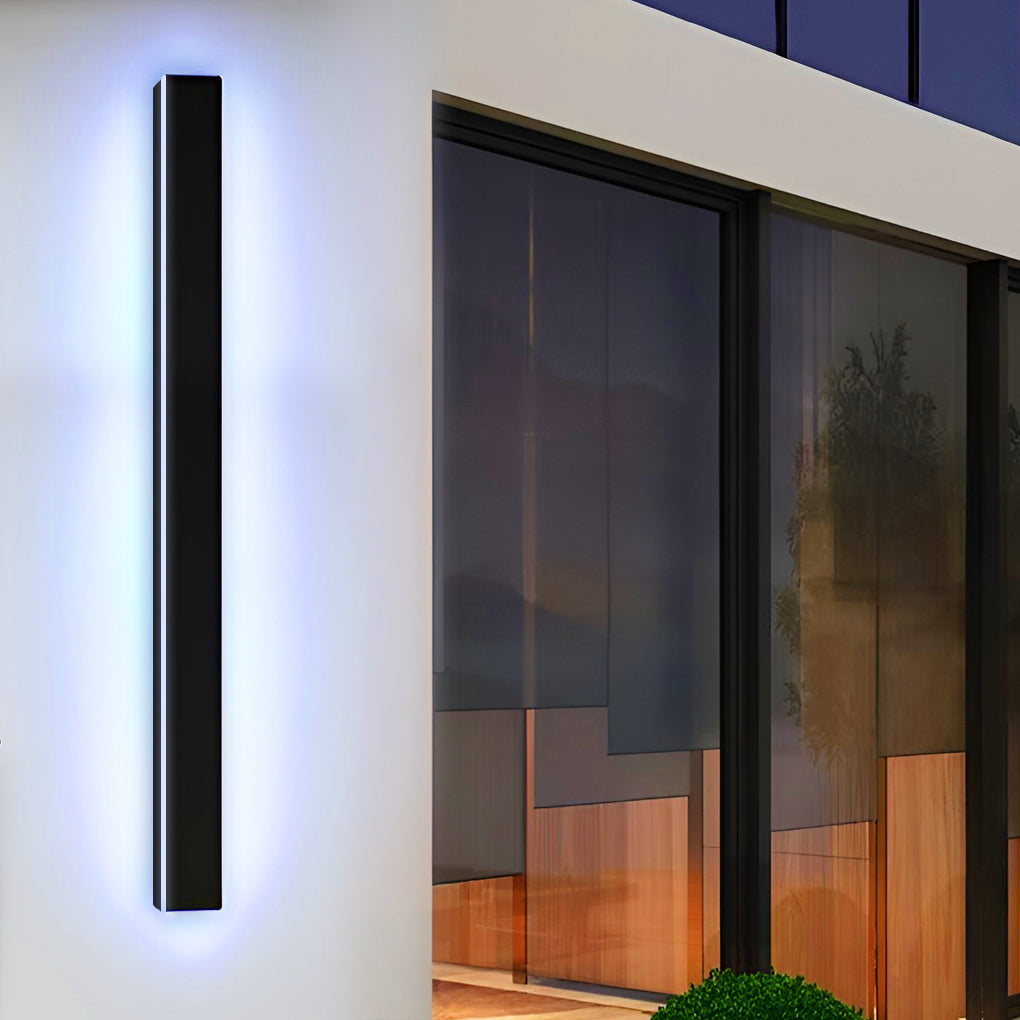 Outdoor Strip Wall Light Black Linear LED Integrated Hardwired Modern