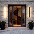 Outdoor Strip Wall Light Black Linear LED Integrated Hardwired Modern
