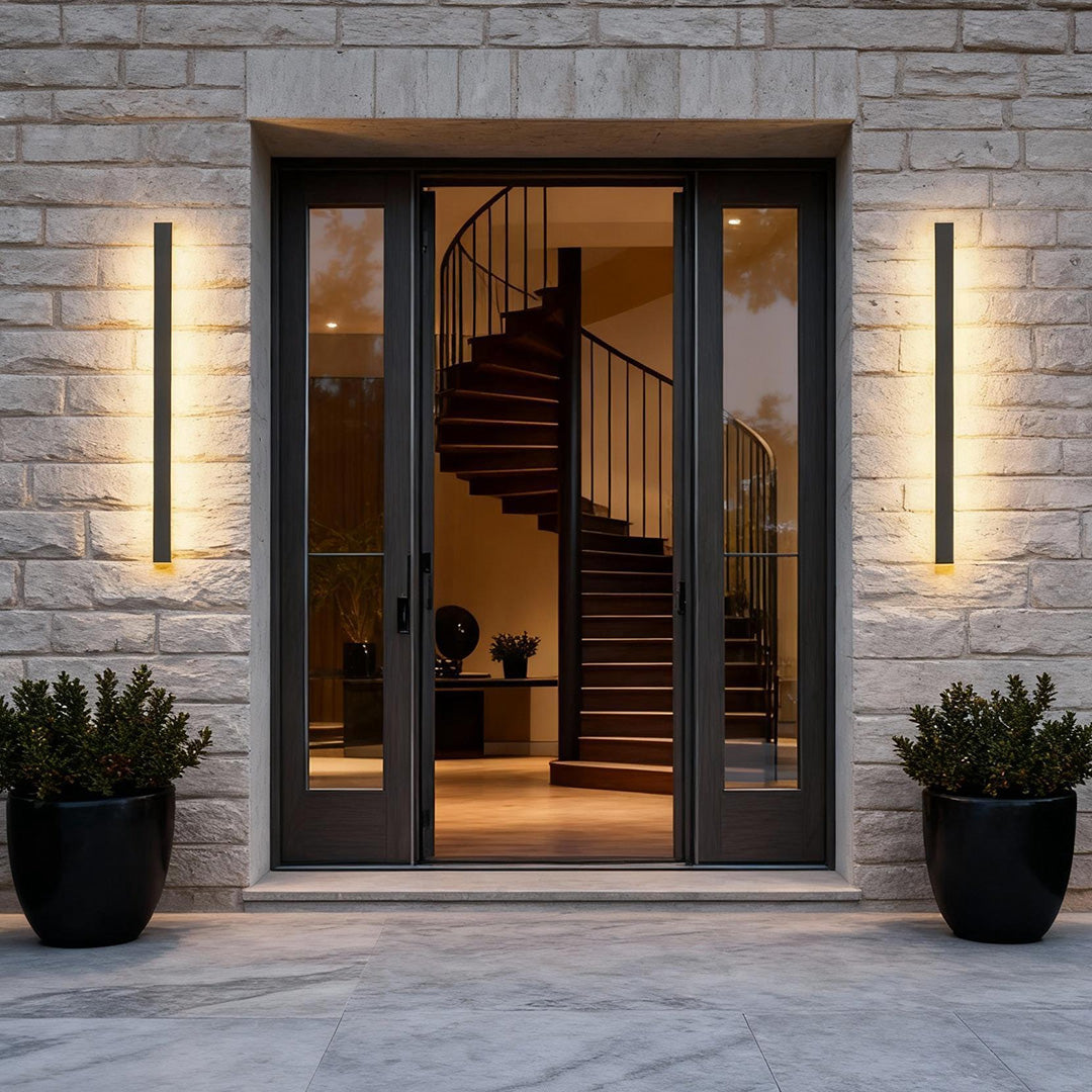 Outdoor Strip Wall Light Black Linear LED Integrated Hardwired Modern