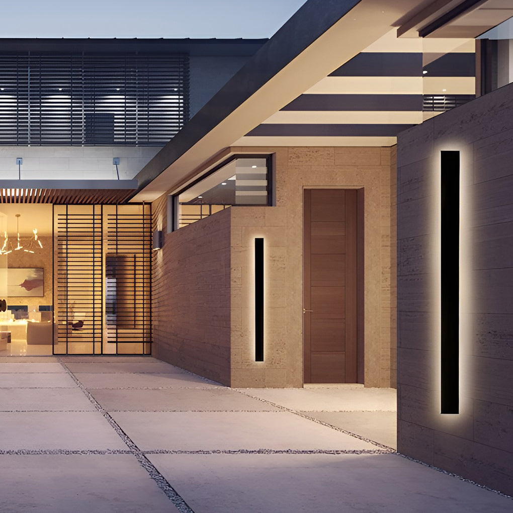 Outdoor Strip Wall Light Black Linear LED Integrated Hardwired Modern