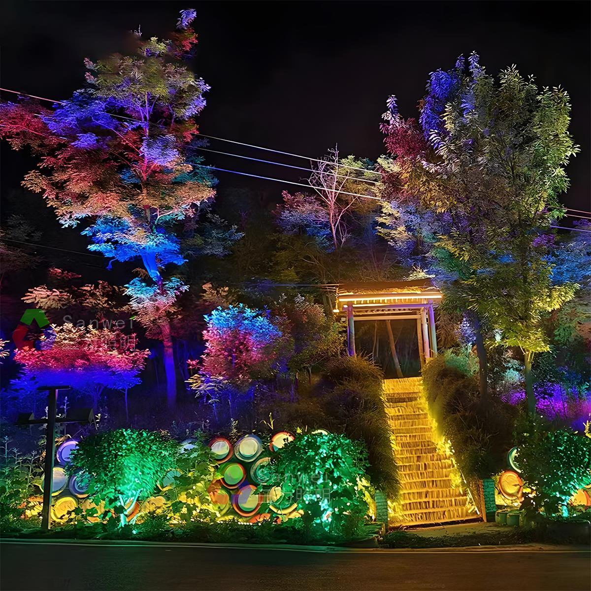Outdoor RGB LED Spot Light 30W Waterproof Hardwired Landscape Tree Lighting — Singles to 8-Pack