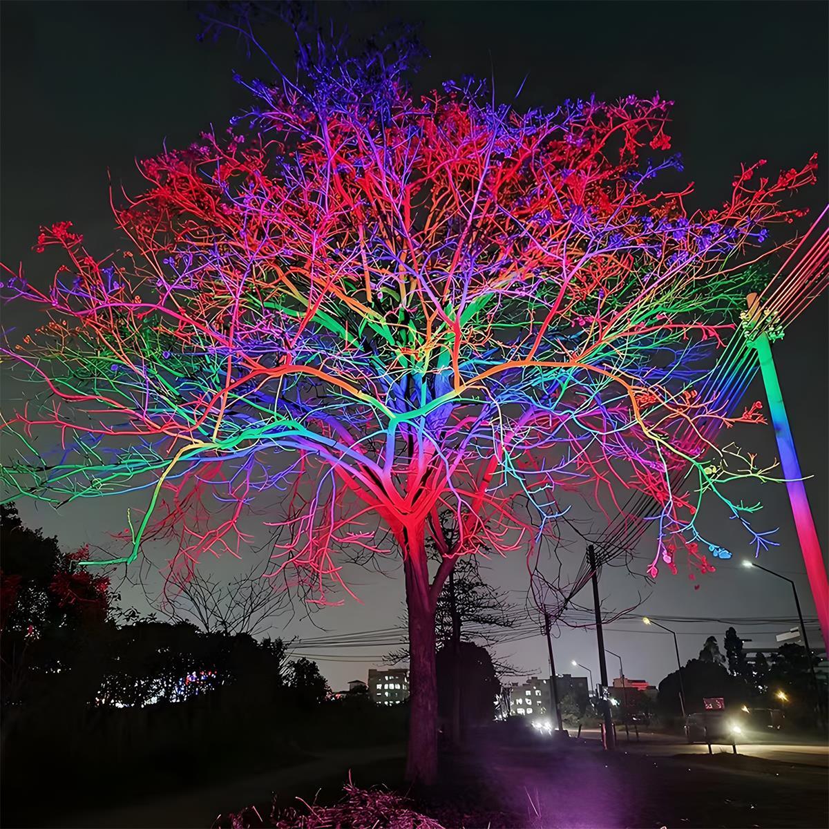 Outdoor RGB LED Spot Light 30W Waterproof Hardwired Landscape Tree Lighting — Singles to 8-Pack
