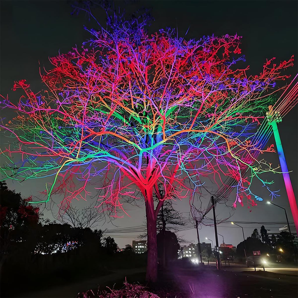 Outdoor RGB LED Spot Light 30W Waterproof Hardwired Landscape Tree Lighting — Singles to 8-Pack