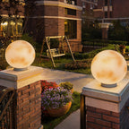 Moon-Shaped Outdoor Pillar Light LED Solar & Hardwired Driveway Garden — 8 to 16 Inch Sets