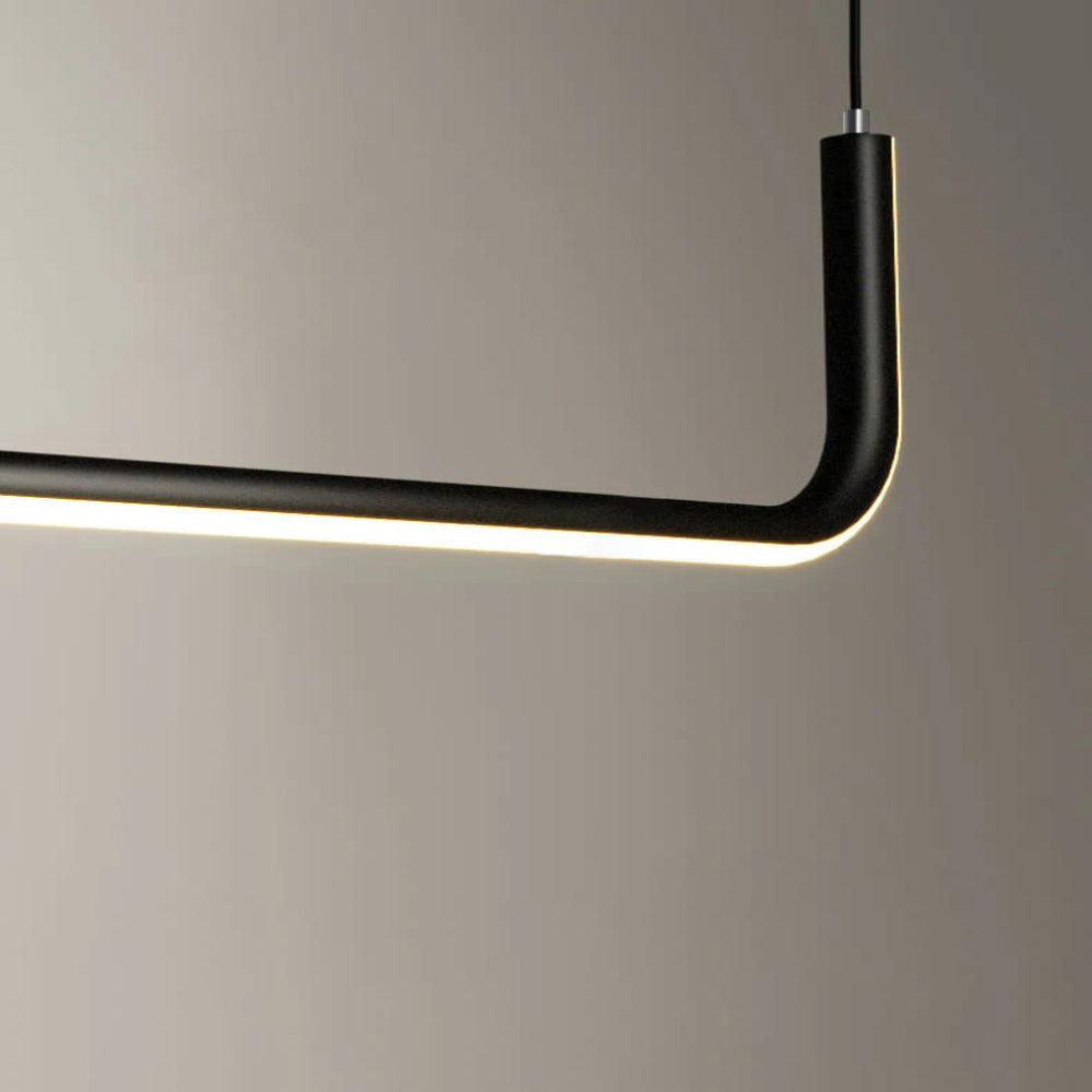 Clen Modern Linear Pendant Light Double Frame, Black/Gold