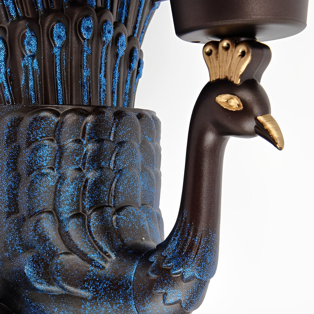 Peacock Outdoor Wall Light Retro European Aluminum Waterproof Hardwired — Black Bronze Sets