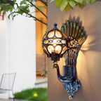 Peacock Outdoor Wall Light Retro European Aluminum Waterproof Hardwired — Black Bronze Sets