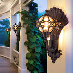 Peacock Outdoor Wall Light Retro European Aluminum Waterproof Hardwired — Black Bronze Sets