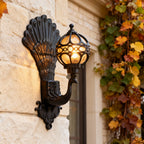 Peacock outdoor wall light retro European aluminum waterproof hardwired — black bronze sets
