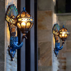 Peacock Outdoor Wall Light Retro European Aluminum Waterproof Hardwired — Black Bronze Sets
