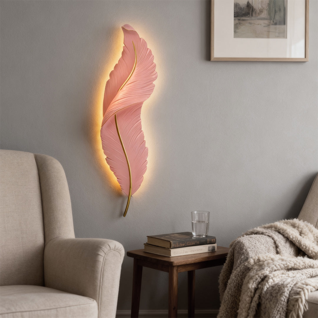Feather Resin Wall Light Modern LED Bedroom Corridor Dimmable — White Blue 7 to 9 Inch Sets