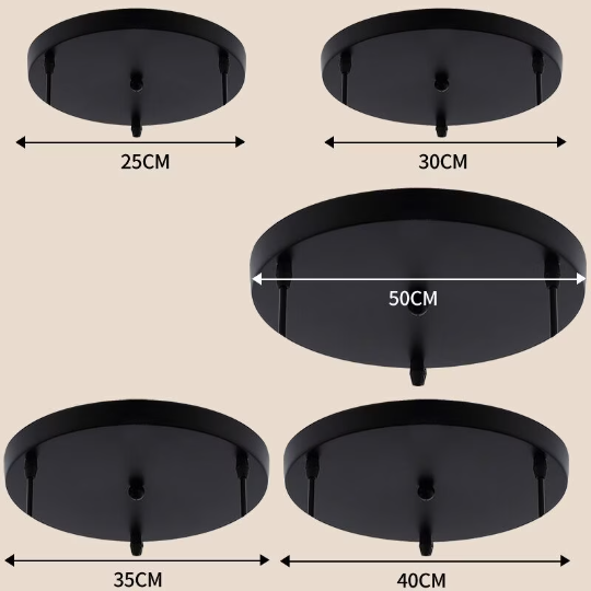 Ceiling Canopy Base for Pendant Lights DIY Multi-Hole Black White Gold — 3 to 5 Holes Round Straight