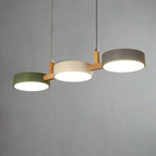 Nordic Modern Wood Fixture Pendant Light 3-Head Dimmable Dining Room Living Room — White Grey
