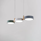 Nordic Modern Wood Fixture Pendant Light 3-Head Dimmable Dining Room Living Room — White Grey